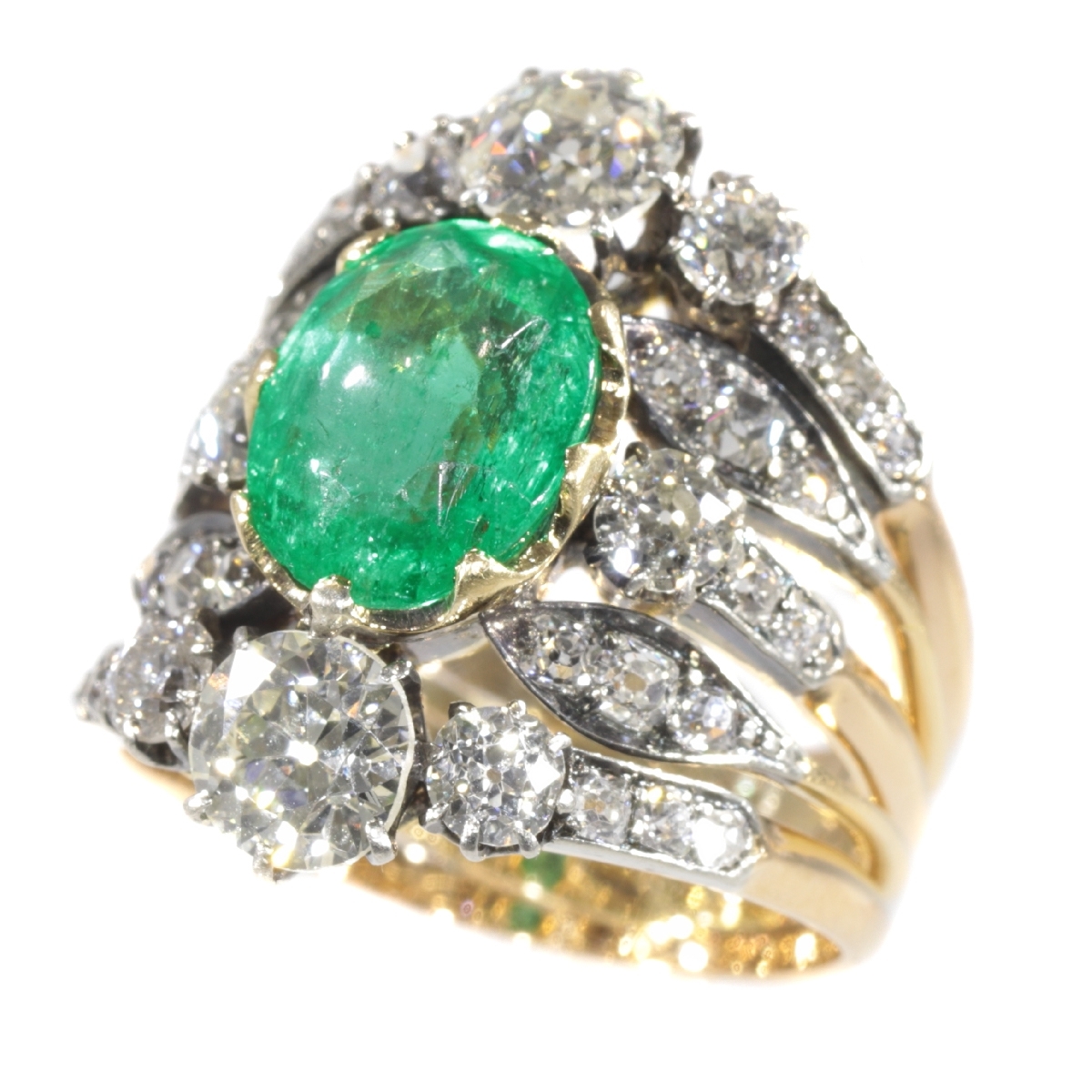 Victorian antique ring with diamonds and emerald (image 11 of 20)